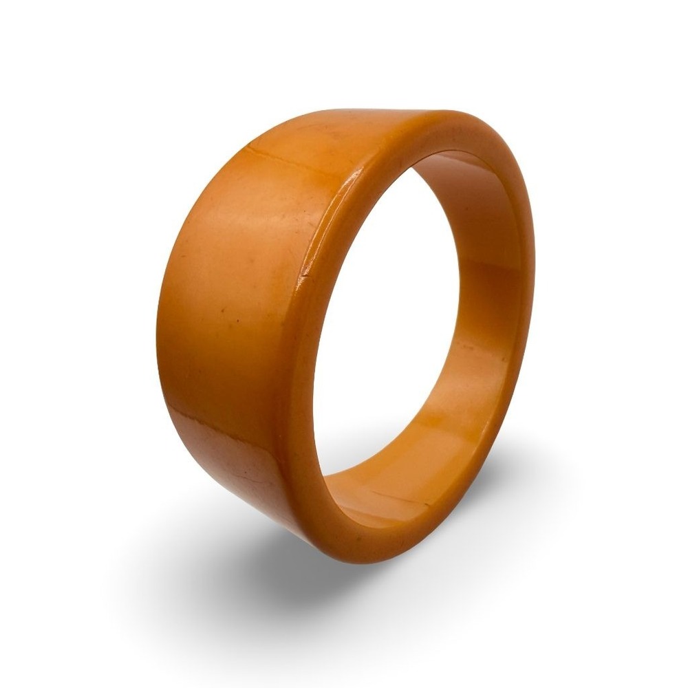 Vintage Bakelite Butterscotch Bangle Bracelet Asymmetric Tapered Orange 8¼ in